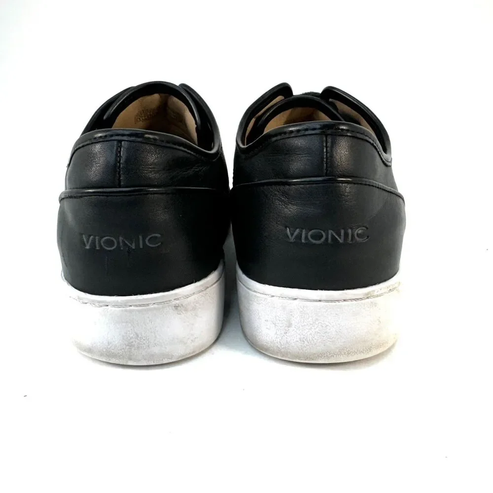 Vionic Keke Leather Lace Up Low Top Casual Shoes Black Women's Size 9.5